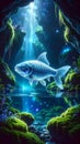 Underwater Scene with Fish in Cave Royalty Free Stock Photo