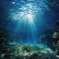Sunlit Coral Reef Underwater Royalty Free Stock Photo