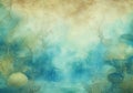 underwater scenery painted with water color on vintage old paper