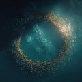 Underwater School of Fish in Circular Formation with Light Reflection Royalty Free Stock Photo