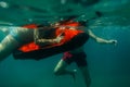 Underwater scooter seabob unidentified man dive Royalty Free Stock Photo