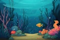 Underwater sea background cartoon illustration, copy space Royalty Free Stock Photo