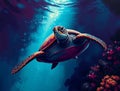 Underwater sea turtle Royalty Free Stock Photo