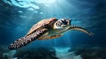 Underwater sea turtle, colourful wildlife Royalty Free Stock Photo