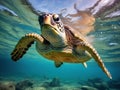 Underwater Sea Turtle Royalty Free Stock Photo