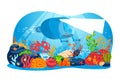 Underwater ship explorer ocean autonomous rov manipulators or robotic arms vector illustration. Modern remotely operated