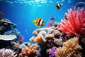 Underwater shot of coral fish, corals and anemones