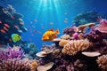 Underwater shot of coral fish, corals and anemones