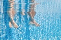 Underwater Shot Of Couples Legs As They Sit On Edge Of Swimming Pool On Vacation Royalty Free Stock Photo