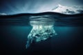 Underwater shot of an iceberg floating in water