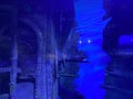 An underwater shot inside a room in the shipwreck of the Kittiwake that uses natural light as opposed to a strobe. The wreck has Royalty Free Stock Photo