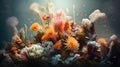 Underwater shot of a vibrant and diverse coral reef teeming with life