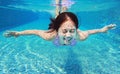 Underwater shot of young woman diving into the swimming pool Royalty Free Stock Photo