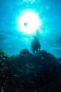 Underwater Silhouette Diver and Reef