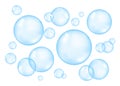 Underwater sparkling oxygen blue bubbles in fizzing water. Royalty Free Stock Photo