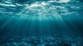 Underwater Sunlight Beams in Dark Blue Ocean Royalty Free Stock Photo