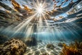 Underwater Sunlight Beams Through Sea Floor Royalty Free Stock Photo