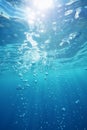 An underwater surface showing high water, waves and bubbles, in the style of clean lines, pure forms, fashwave Royalty Free Stock Photo