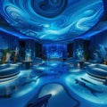 Underwater Themed Areas Spaces designed with blue lighting wav