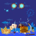 Underwater treasure pirate chest with gold Royalty Free Stock Photo