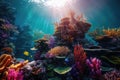 Underwater tropical world of coral reef