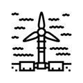 underwater turbine line icon vector illustration