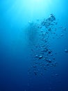 Underwater view of air bubbles