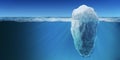 Underwater view on big iceberg floating in ocean. 3D rendered illustration