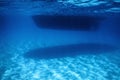 Underwater View, Bottom of a Boat, Sun Shine Beam and Rays Royalty Free Stock Photo