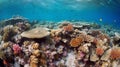 Underwater view of the coral reef. Ecosystem. Life in tropical waters Royalty Free Stock Photo