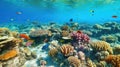 Underwater view of coral reef with fish and hard corals.Generative AI Royalty Free Stock Photo