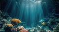 Underwater View of Coral Reef With Sunbeams Royalty Free Stock Photo