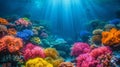 Underwater View of Coral Reef With Sunbeams Royalty Free Stock Photo