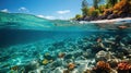 Underwater view of coral reef and tropical fish. Seascape Royalty Free Stock Photo