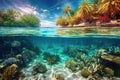 Underwater view of coral reef and tropical fish. Seascape, Generative AI Royalty Free Stock Photo