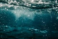 underwater view of dark blue ocean water, under the surface Royalty Free Stock Photo