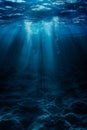 underwater view of dark blue ocean water, under the surface Royalty Free Stock Photo