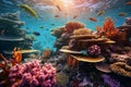 Underwater View with Fish Corals Reef and Beautiful Diversity of Marine Life Royalty Free Stock Photo