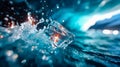 Underwater view of ice cubes with glowing light reflections Royalty Free Stock Photo