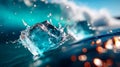 Underwater view of ice cubes with glowing light reflections Royalty Free Stock Photo