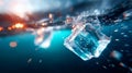 Underwater view of ice cubes with glowing light reflections Royalty Free Stock Photo
