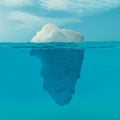 Underwater view of iceberg with beautiful transparent sea on background.