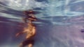 Underwater view of people enjoying a swimming pool Royalty Free Stock Photo