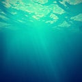 Underwater view of the sea surface with light rays. 3d illustration Royalty Free Stock Photo