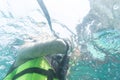 Underwater view and snorkeler drive