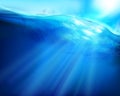 Sea depth. Sun rays. Vector illustration. Royalty Free Stock Photo