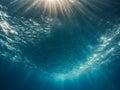 Underwater view of the sunbeams shining through Royalty Free Stock Photo