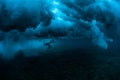 Underwater view of the surfer