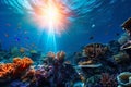 Underwater view tropical world coral reef