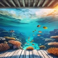 Underwater Coral Reef Scene with Fish and Sunlight Through Water ocean Royalty Free Stock Photo